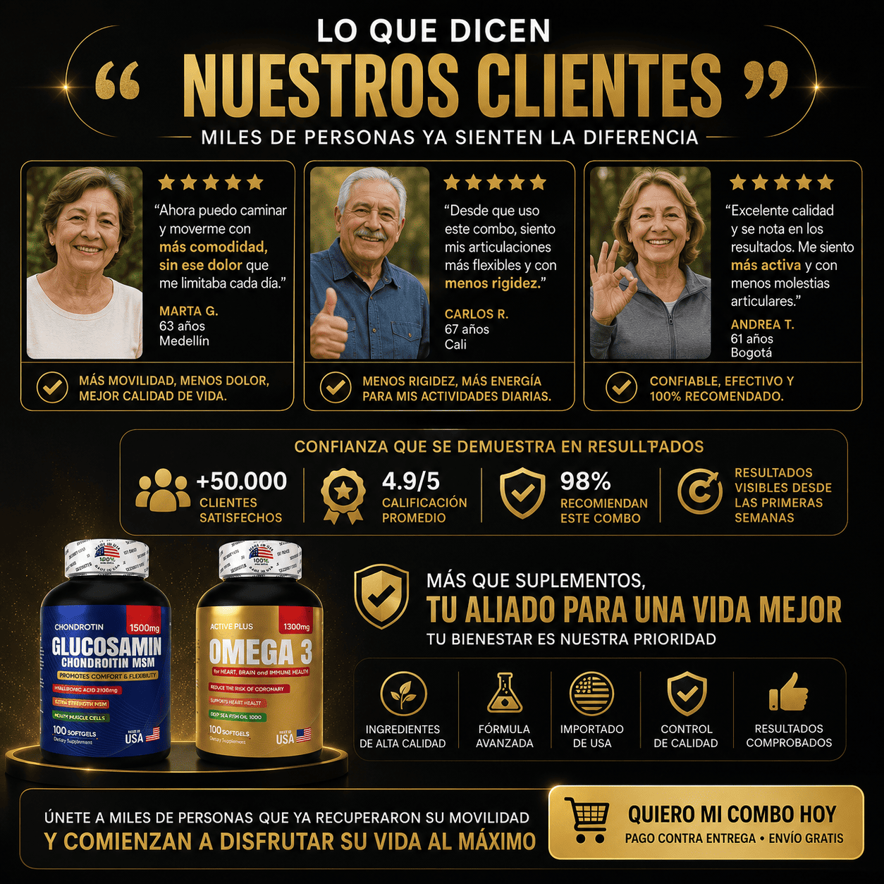 🦴 Glucosamina + Omega 3 Premium