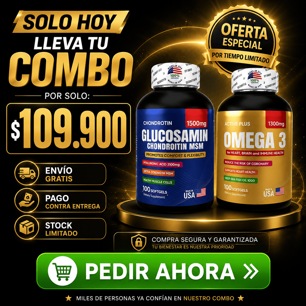 🦴 Glucosamina + Omega 3 Premium