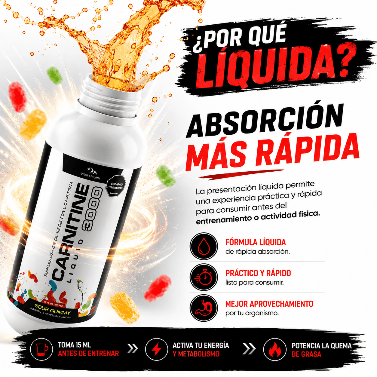 🔥 L-CARNITINE 3000 LIQUID — QUEMA GRASA MÁS RÁPIDO ⚡